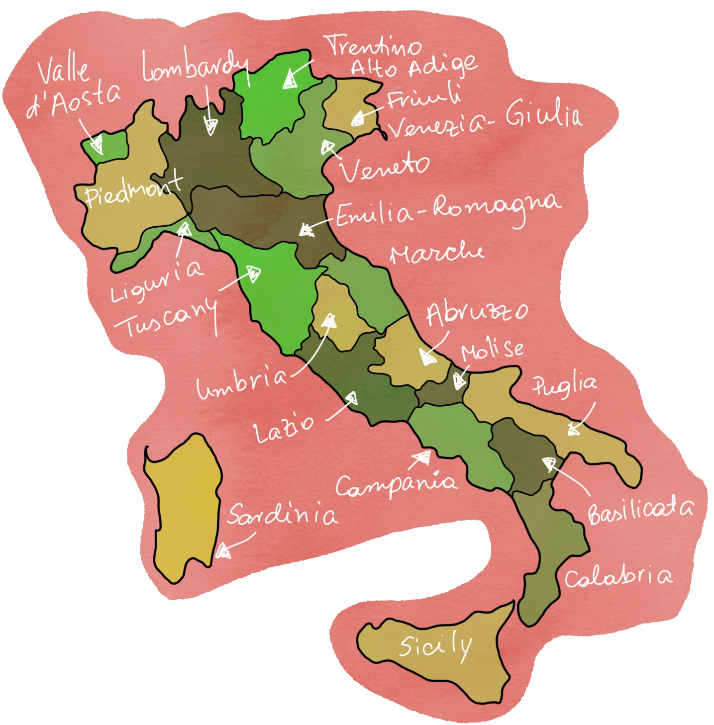 Italy Wine Map