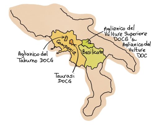Aglianico, regions, campania, basilicata